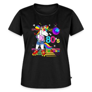 Licorne Costume Années 80 Vintage Disco - T-shirt Premium bio Femme - noir - Devant - Selfina (174cm)