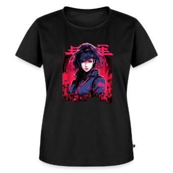 Japanischer Cyberpunk im Anime-Stil - Frauen Premium Bio T-Shirt - Schwarz - Vorne - Selfina (174cm)