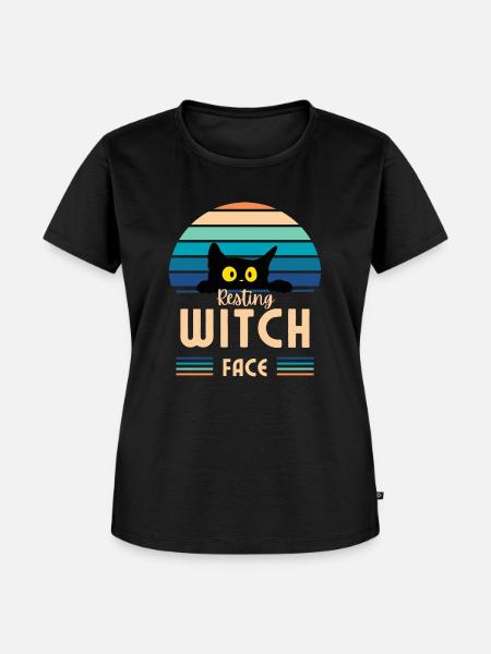 Resting witch face cat - Frauen Premium Bio T-Shirt - Schwarz