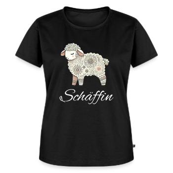Lustiges Schaf mit "Schäffin" für deine Chefin - Frauen Premium Bio T-Shirt - Schwarz - Vorne - Selfina (174cm)