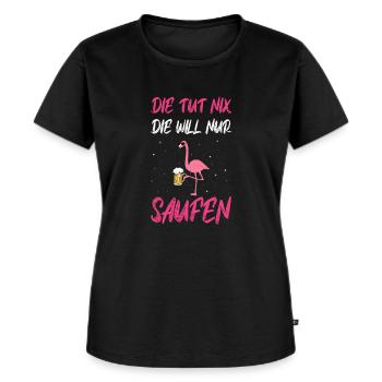 Die Tut Nix Die Will Nur Saufen Flamingo Party - Frauen Premium Bio T-Shirt - Schwarz - Vorne - Selfina (174cm)