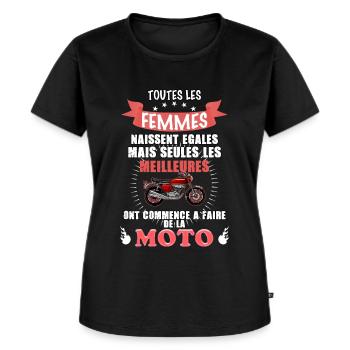 Moto femme - T-shirt Premium bio Femme - noir - Devant - Selfina (174cm)