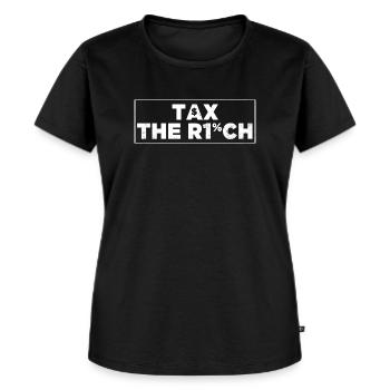 Taxez les riches / Tax the rich - T-shirt Premium bio Femme - noir - Devant - Selfina (174cm)