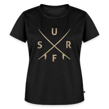 Vintage Surf Outfit Surfen Zeug Surfbrett Surfen - Frauen Premium Bio T-Shirt - Schwarz - Vorne - Selfina (174cm)