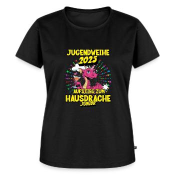 Jugendweihe 2025 T-Shirt Geschenk - Frauen Premium Bio T-Shirt - Schwarz - Vorne - Selfina (174cm)