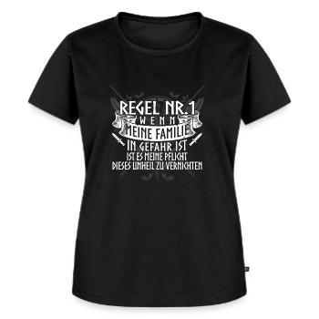Wikinger Familie Krieger Sprüche neu Odin Geschenk - Frauen Premium Bio T-Shirt - Schwarz - Vorne - Selfina (174cm)