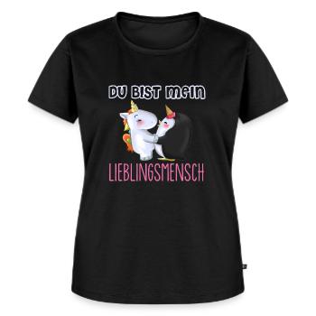 Einhorn Pinguin Unicorn Freundschaft süß Geschenk - Frauen Premium Bio T-Shirt - Schwarz - Vorne - Selfina (174cm)