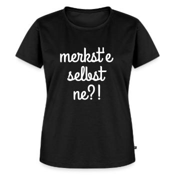 merkst'e selbst ne - Frauen Premium Bio T-Shirt - Schwarz - Vorne - Selfina (174cm)