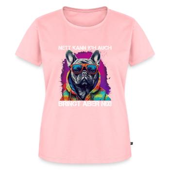 Nett kann ich auch bringt aber nix Frenchie Hund - Frauen Premium Bio T-Shirt - Rosa - Vorne - AI Model Female 172 dark (172cm)
