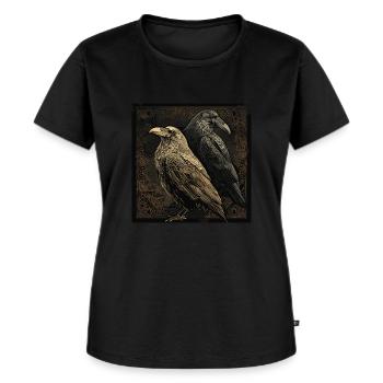 Odins Raben Hugin Munin Asatru Heidentum - Frauen Premium Bio T-Shirt - Schwarz - Vorne - Selfina (174cm)