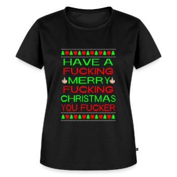 Merry Xmas You Fucker Ugly Xmas Sweater - T-shirt Premium bio Femme - noir - Devant - Selfina (174cm)