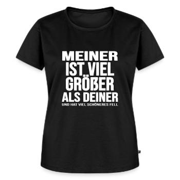 Hund Hundewiese Hundetrainer dog-memes Fellfarbe - Frauen Premium Bio T-Shirt - Schwarz - Vorne - Selfina (174cm)