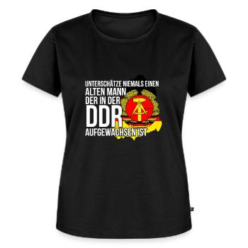 DDR Ossi - Frauen Premium Bio T-Shirt - Schwarz - Vorne - Selfina (174cm)