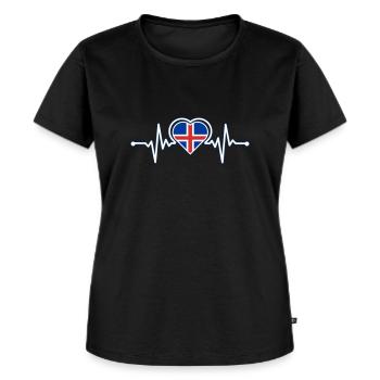 Island Herzschlag - Frauen Premium Bio T-Shirt - Schwarz - Vorne - Selfina (174cm)