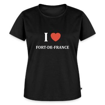 i love Fort de France - T-shirt Premium bio Femme - noir - Devant - Selfina (174cm)