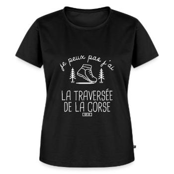 Randonnée Corse GR20 randonneur randonneur Marcher - T-shirt Premium bio Femme - noir - Devant - Selfina (174cm)