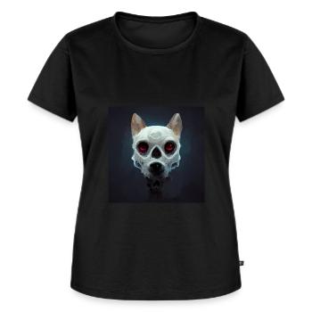 Hund Hündin Schädel Totenkopf Skull - Frauen Premium Bio T-Shirt - Schwarz - Vorne - Selfina (174cm)