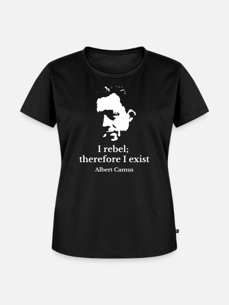 Albert Camus existenzielles Rebellenporträt - Frauen Premium Bio T-Shirt - Schwarz