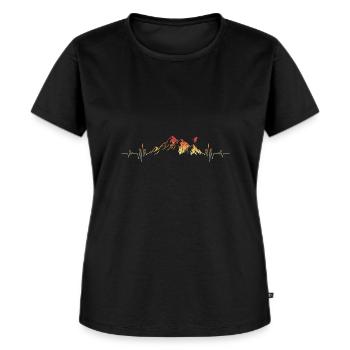 Ski Geschenk Skier Herzschlag Berge Retro Skifahre - Frauen Premium Bio T-Shirt - Schwarz - Vorne - Selfina (174cm)