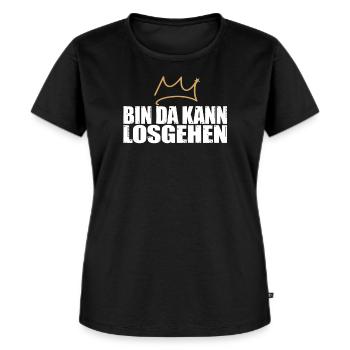Bin da, kann losgehen Krone Spruch Party feiern - Frauen Premium Bio T-Shirt - Schwarz - Vorne - Selfina (174cm)