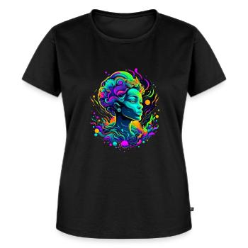 Tête de femme, psychédélique - T-shirt Premium bio Femme - noir - Devant - Selfina (174cm)