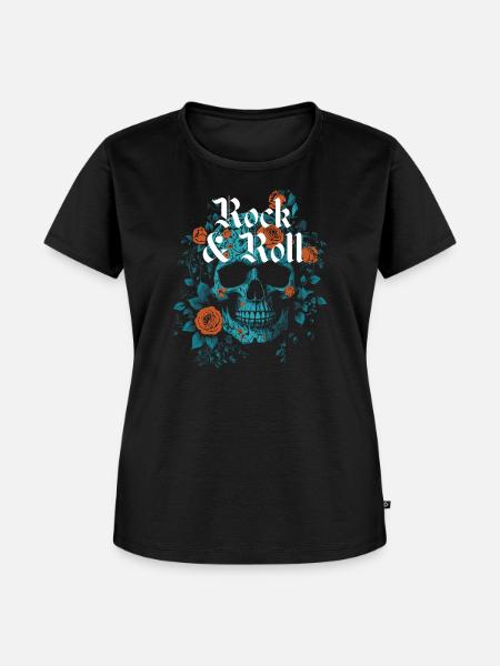 Rock'n'Roll-Totenkopf-Design - Frauen Premium Bio T-Shirt - Schwarz