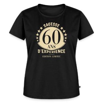 60 ans anniversaire - T-shirt Premium bio Femme - noir - Devant - Selfina (174cm)