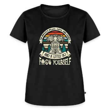 Yoga Yogakurs Yogalehrer Mediation Geschenk Chakra - Frauen Premium Bio T-Shirt - Schwarz - Vorne - Selfina (174cm)