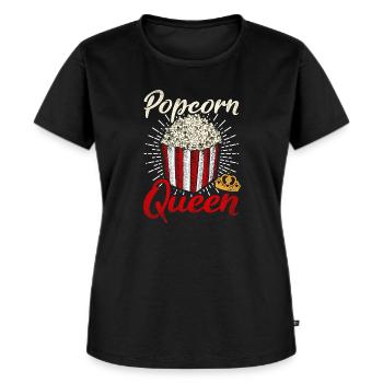 Popcorn Queen Popcorntüte Geschenk Frauen - Frauen Premium Bio T-Shirt - Schwarz - Vorne - Selfina (174cm)