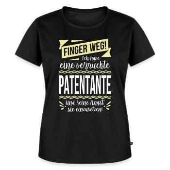 Finger weg! Ich habe eine verrückte Patentante... - Frauen Premium Bio T-Shirt - Schwarz - Vorne - Selfina (174cm)