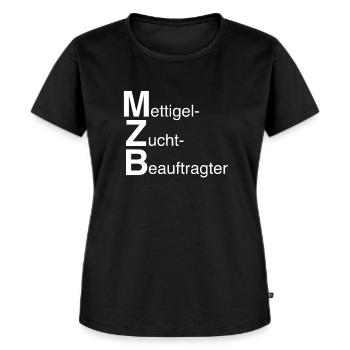 MZB - Der Mettigel - Frauen Premium Bio T-Shirt - Schwarz - Vorne - Selfina (174cm)