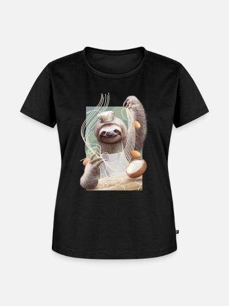 FAULTIER MACHT NUDELN - Frauen Premium Bio T-Shirt - Schwarz