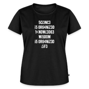 Wissenschaft Weisheit - Frauen Premium Bio T-Shirt - Schwarz - Vorne - Selfina (174cm)