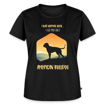 American Bulldog Amerikanische Bulldogge - Frauen Premium Bio T-Shirt - Schwarz - Vorne - Selfina (174cm)