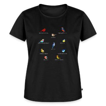 Vogelmotiv Vögel Amsel Rotkehlchen Geschenk Vogelf - Frauen Premium Bio T-Shirt - Schwarz - Vorne - Selfina (174cm)