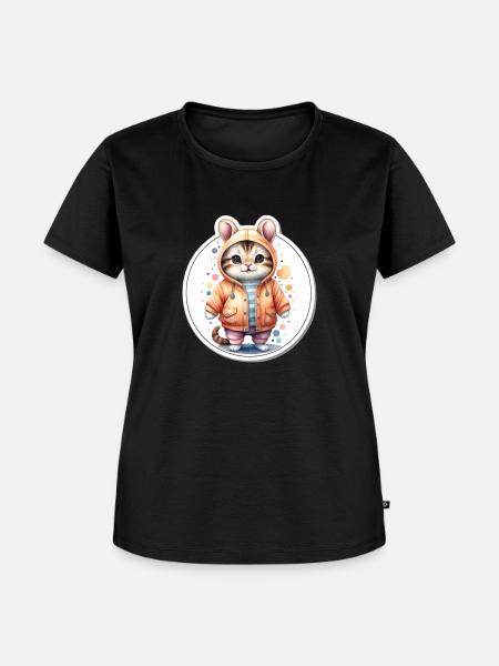 Süßes Kätzchen im Mantel - Frauen Premium Bio T-Shirt - Schwarz