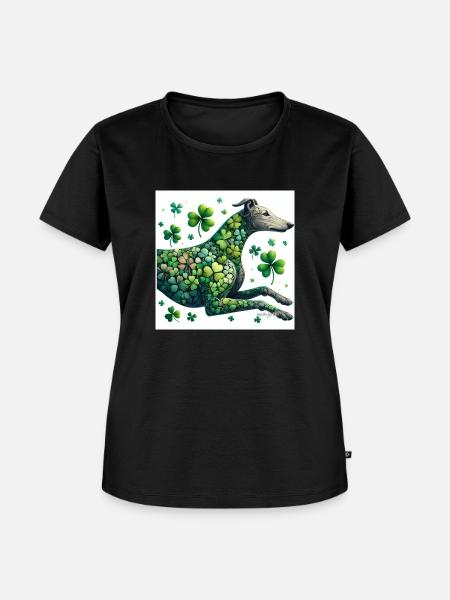 Glückswindhund - Shamrock Sighthound - Frauen Premium Bio T-Shirt - Schwarz
