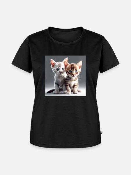 Niedliche Kätzchen - Frauen Premium Bio T-Shirt - Schwarz