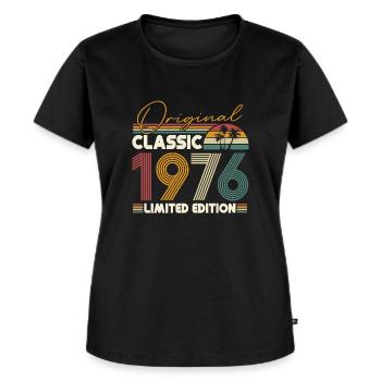 Millésime 1976 né anniversaire rétro - T-shirt Premium bio Femme - noir - Devant - Selfina (174cm)