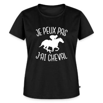 Je peux pas j'ai cheval - T-shirt Premium bio Femme - noir - Devant - Selfina (174cm)