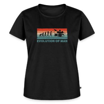 Retro Schlagzeuger Evolution Drummer - Frauen Premium Bio T-Shirt - Schwarz - Vorne - Selfina (174cm)