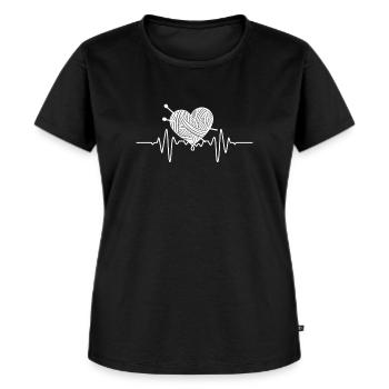 Tricot Tricot Crochet Tricoteur - T-shirt Premium bio Femme - noir - Devant - Selfina (174cm)