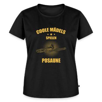 Posaune Posaunenspieler Posaunist - Frauen Premium Bio T-Shirt - Schwarz - Vorne - Selfina (174cm)