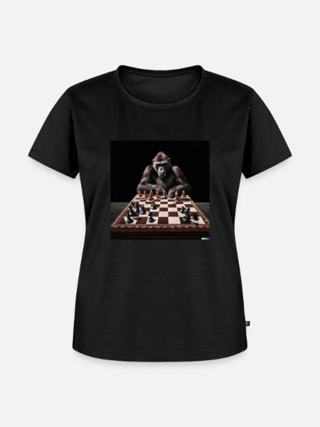 Ape playing Chess - Frauen Premium Bio T-Shirt - Schwarz
