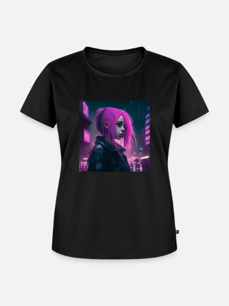 Pink Cyber Girl - Frauen Premium Bio T-Shirt - Schwarz