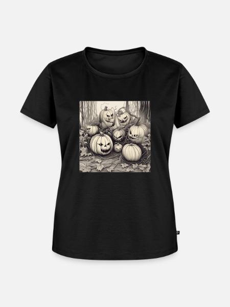 Helloween Kürbis - Frauen Premium Bio T-Shirt - Schwarz