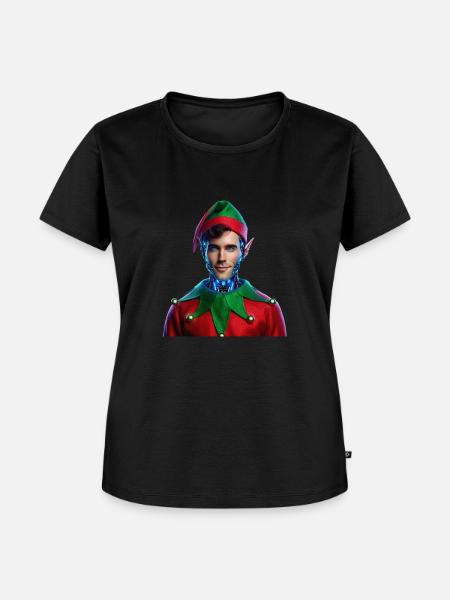 Cyberpunk Weihnachtself - Frauen Premium Bio T-Shirt - Schwarz
