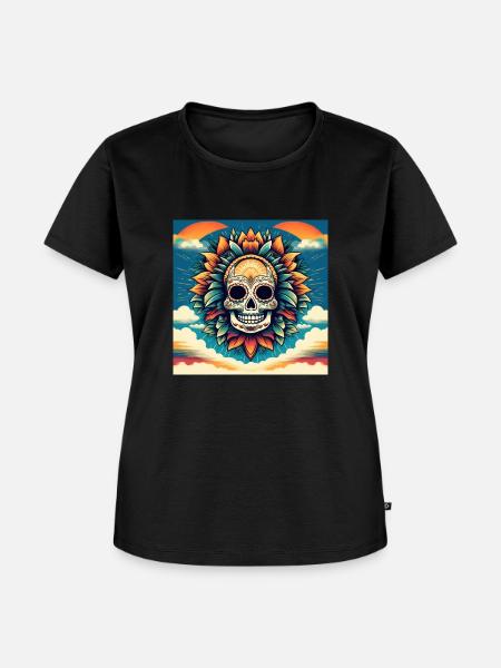 mexican sun artwork death - Frauen Premium Bio T-Shirt - Schwarz