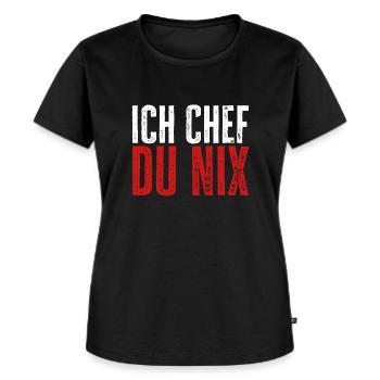 Ich Chef, du nix - Lustiger Chef Spruch - Frauen Premium Bio T-Shirt - Schwarz - Vorne - Selfina (174cm)