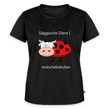 Sächsische Tiere - Der Marienkäfer - Frauen Premium Bio T-Shirt - Schwarz - Vorne - Selfina (174cm)